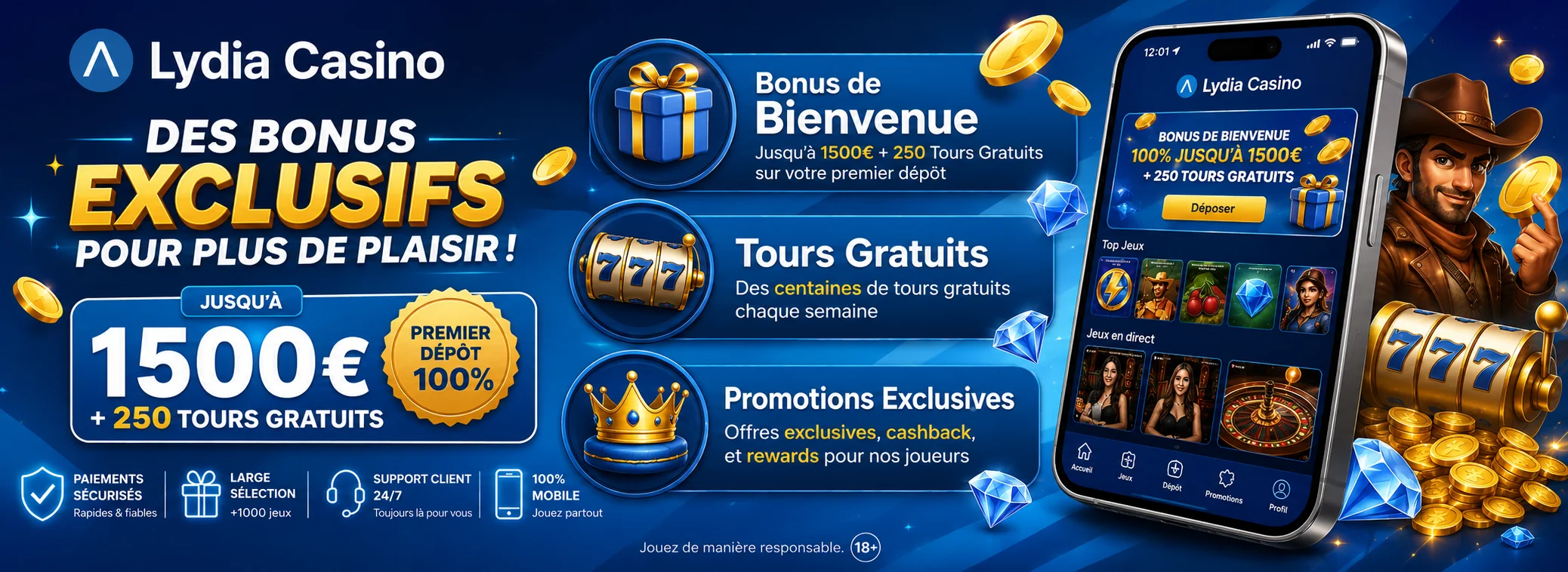 Bonus Lydia Casino — bonus de bienvenue et promotions