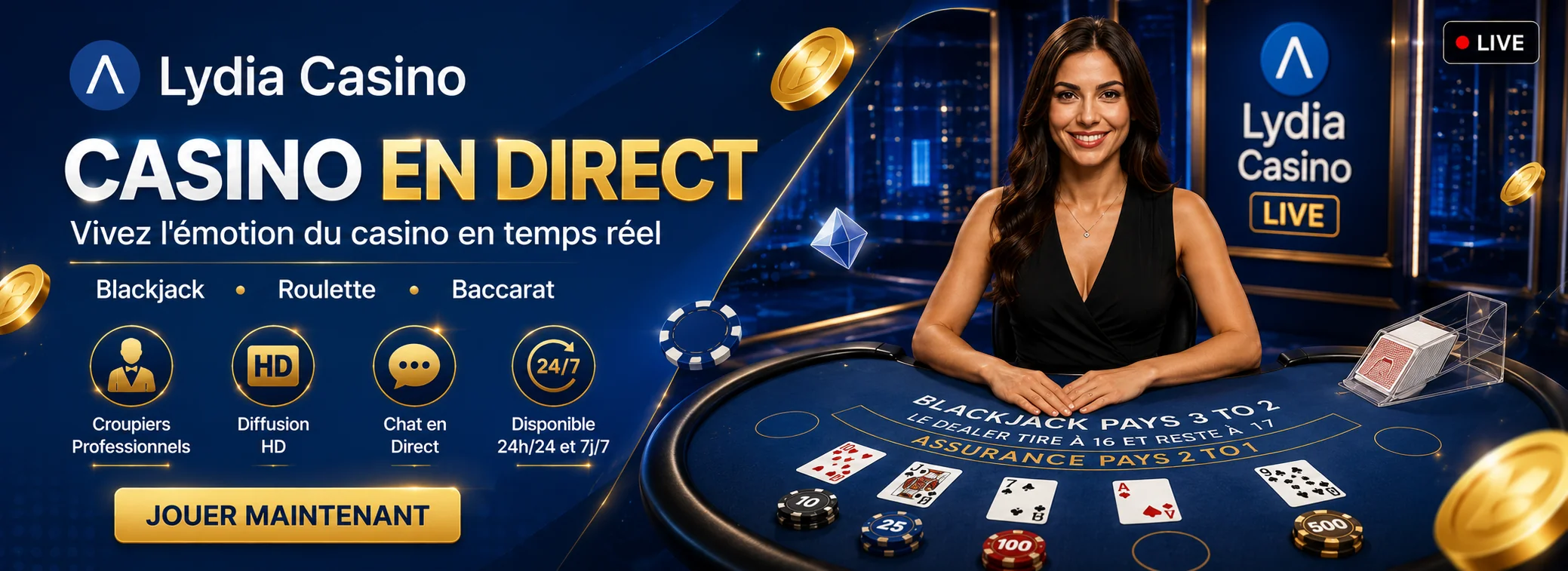 Casino en direct Lydia Casino — Evolution Gaming et Pragmatic Play Live